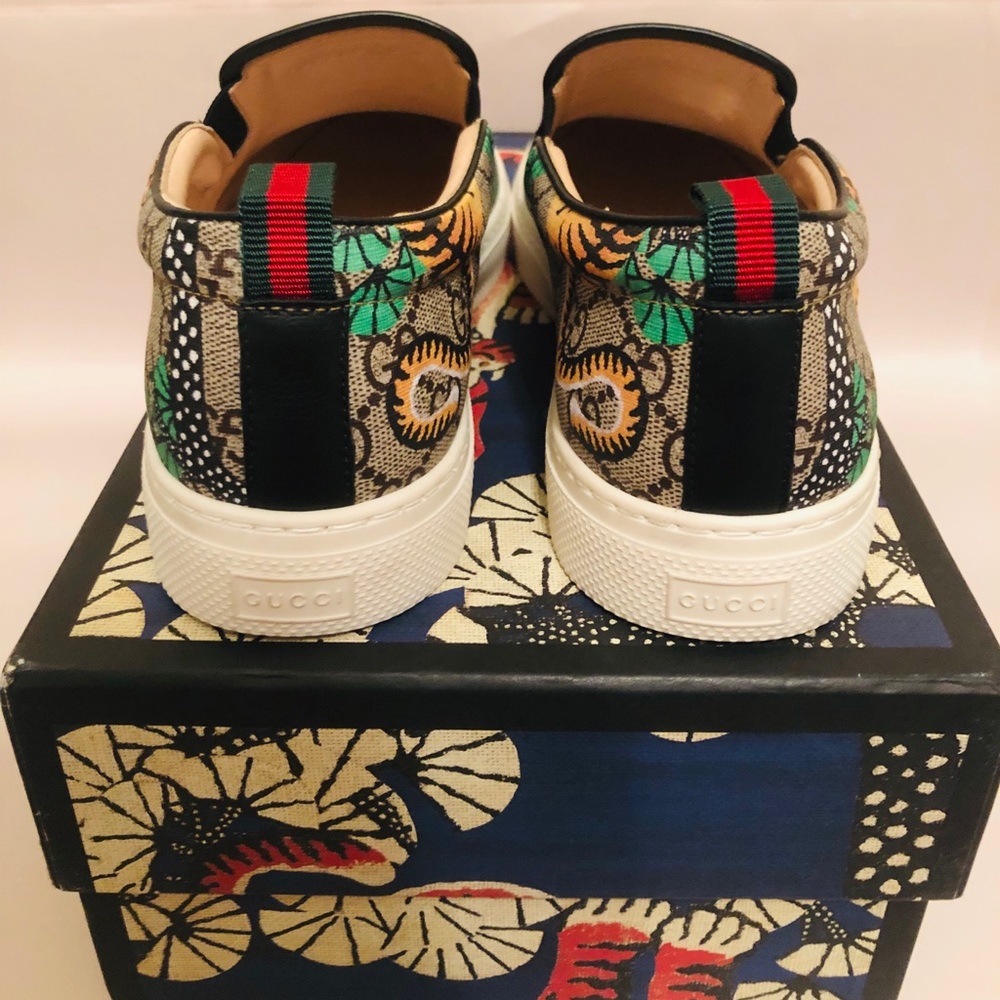 GUCCI BENGAL TIGER GG Supreme Slip On Sneakers - Picture 3 of 7